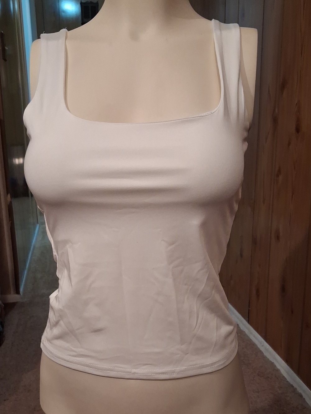 SHEIN White Square Neck Tank Top with Wide Straps